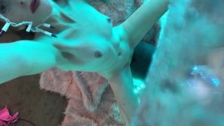 freckledRED Pops Two Times With Her Fake Penis And Wand Under Blue Lighting - HD - 11:19 video - from PornDR