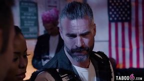 Biker dude Charles Dera bangs club prospect's hot black GF - 6:14 video - from W4NKR