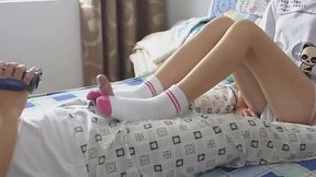 Naughty Chinese Teen's Handjob and Footjob in Socks for BF - HD - 14:00 video - from AnySex