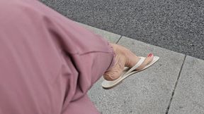 Milah Arches dangling in flip flops in la Gran Via de Madrid - SD - 3:52 video - from Clips4sale