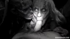 Two horny zombies catch a guy at the cemetery & tag team him - HD - 19:07 video - from Xozilla