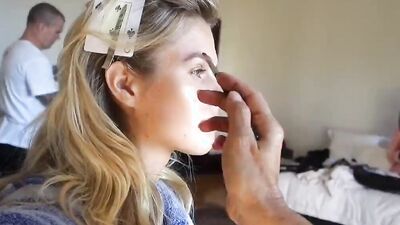 Enjoy a beautiful blonde fashion model while she's posing for a magazine photo-shoot - HD - 25:24 video - from BabesTube