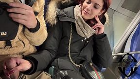 Risky Public Train Handjob and Cumshot in Mouth - Italian Amateur Couple - HD - 4:59 video - from XGroovy