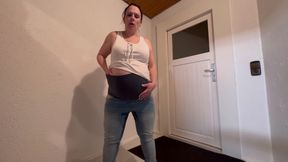 Pregnant stepmother pisses in her jeans and then gets it herself - 4K - 7:10 video - from xHamster