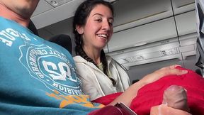 On the airplane, Katty West makes her neighbouring passanger aroused - HD - 8:06 video - from XGroovy