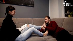 Nikola's first foot worship in her life! - HD - 9:08 video - from FapHouse