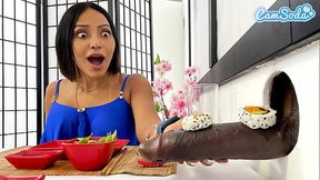 Big Tit Lesbian MILFs Sushi Glory Hole Experience - BBC Blowjob and Cute Asian Teen - HD - 14:00 video - featuring Brandy Salazar - from XVideos