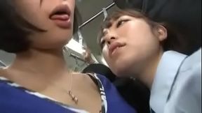 Japanese lesbians make out and finger each other in public - SD - 136:50 video - from W4NKR
