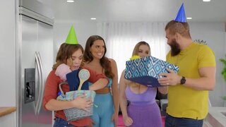 Bearded stud cheats on GF with two lesbian roommates - 7:55 video - featuring Codi Vore - from ZBPorn