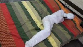 White stretch film for bondage and inflatable gag - HD - 11:02 video - from LoyalFans