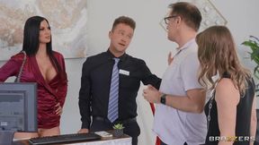 Freeuse Getaway Part 2 - Hotel Reception Scene with Van Wylde, and Brunette MILF Jasmine Jae - 12:00 video - featuring Van Wylde - from Xtits