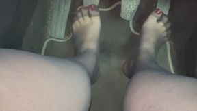 Pedal pump tights no shoes red nails - HD - 5:06 video - from Clips4sale