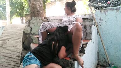 2 part, horny lesbian makes advances to older person and convinces her to fuck in public - HD - 5:16 video - from Juicexxx