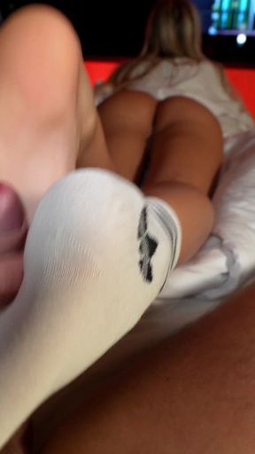 Gamer Girl Gives Sockjob & Footjob with Long Toenails - 0:39 video - from FapHouse