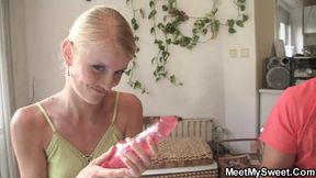 Skinny blonde teen gets family threesome for her B-day - HD - 6:05 video - from xHamster