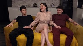 Amateur glasses girl snatches double-teamed in a threesome - SD - 12:45 video - from ThreesomeXL