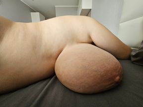 Huge heavy saggy boobs hang below the navel. Macromastia . Sex between boobs and anal sex - HD - 9:46 video - from xHamster