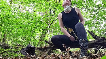 Just a very well stuffed corseted slut playing with a vibrator in the woods.... - HD - 4:22 video - from Sheer
