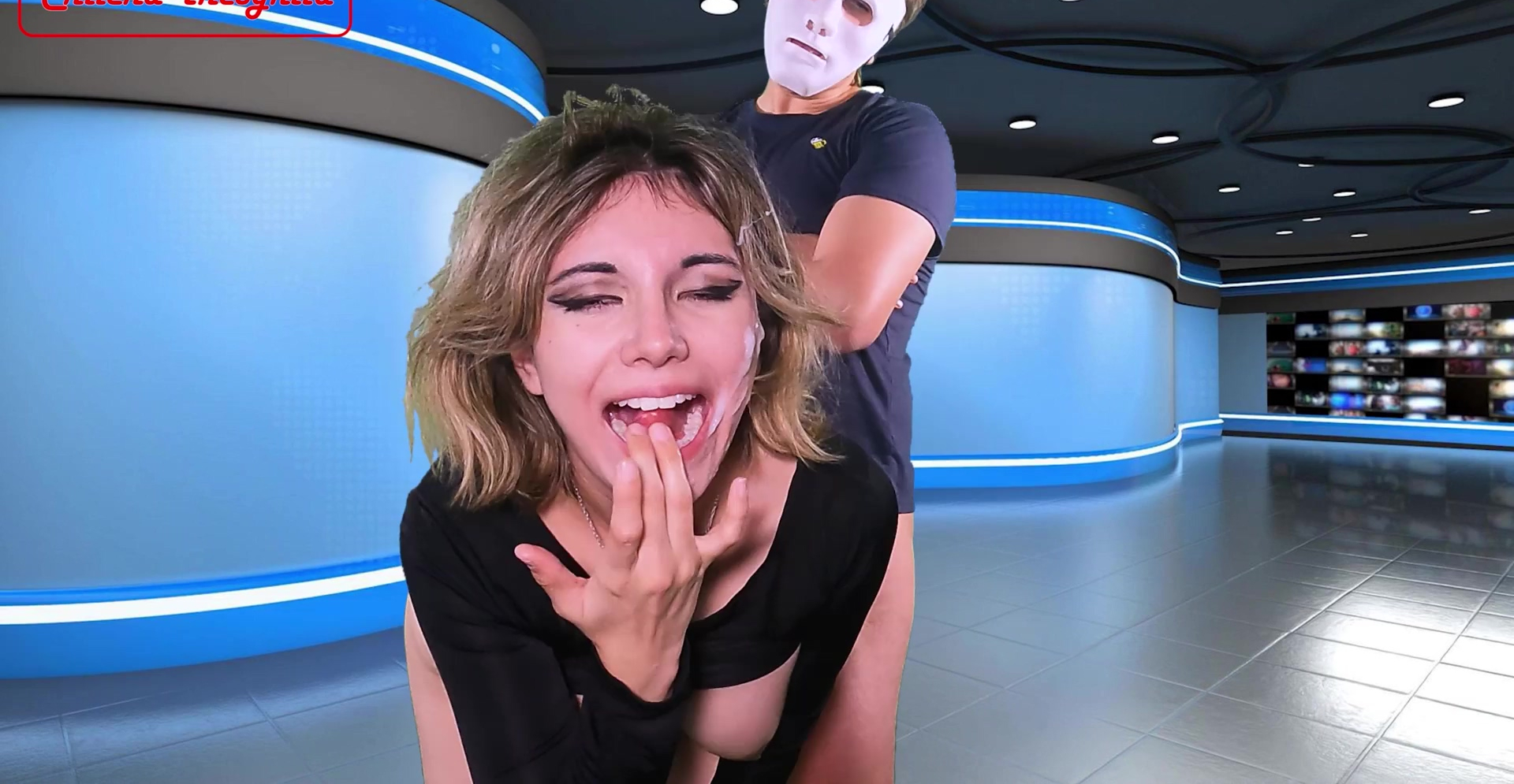 Masked dude facialized news reporter live - HD - 7:49 video - from Fapality