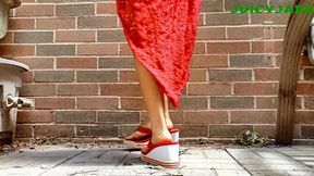 Small Asian Feet in Red Heeled Flip Flops - HD - 10:50 video - featuring Juicy Jade - from FapHouse