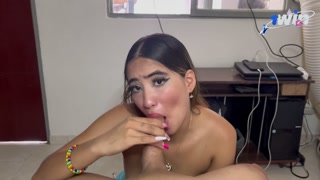 hot blonde in blue dress Sucking Dick and swallowing cum before going to a convention - HD - 10:25 video - from Pornfact