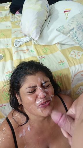 Indian Stepmother Ends up with Her Face Covered in Milk and Piss in Her Mouth After a Strong Blowjob - HD - 11:36 video - from FapHouse