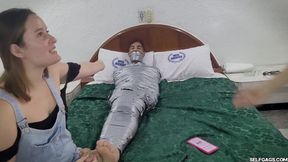 Femdom ***: Cheating Boyfriend Mummified, Girlfriend Hogtied - HD - 12:47 video - from FapHouse
