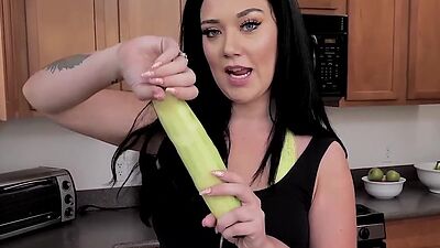 Voluptuous glam girl is naked and toys pussy with a cucumber - HD - 8:00 video - featuring Megan Maiden - from its.PORN
