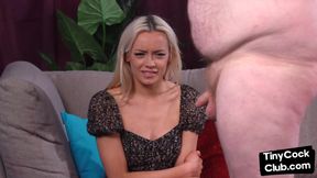 CFNM amateur sex British babe in dress jerking small penis d - HD - 5:00 video - from Analdin