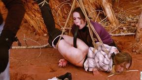 ”Degrading booty to mouth for two girls tied to tree outdoors” - 6:33 video - from TransHero