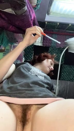 Hot n horny hippy housewife brings you a new kink by using a catheter to piss in a glass - HD - 4:59 video - from xHamster