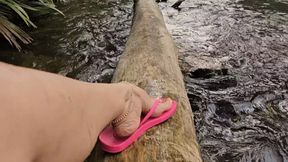 Milah Arches posing her Ipanema Flip Flops in the River - SD - 5:10 video - from Clips4sale