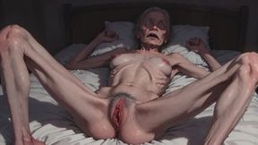 Very Old Skinny Granny Solo Session - Rubbing My Thin Hairy Wet Pussy Until I Cum - 1:00 video - from C4S