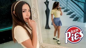 Teen GF pays debt by sucking rich cock; thong ass spanked - HD - 16:53 video - from FapNFuck