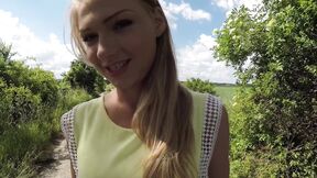 Russian Lucy Heart sucks cock & takes a ride on it for a creampie outdoors - HD - 7:42 video - from MegaTube