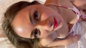 Fitness teacher model girl does workout and wears a dress no panties to flash her pussy and natural boobs before giving a handjob - HD - 6:17 video - from XVideos