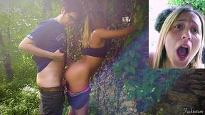 Teen Amateur Outdoor in the Forest - Cloted Quickie Standing Fuck - HD - 5:05 video - from XVideos
