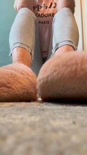 Soft pink morning slippers - HD - 4:39 video - from LoyalFans