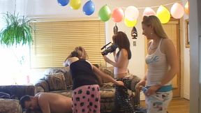 Little blonde stepdaughter on her knees, swallowing stepdad's birthday cum - SD - 11:08 video - from HugeWangs