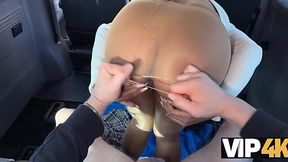Hot Ebony babe in ripped pantyhose rides my cock in a van to get money to pay the rent - 4K - 16:57 video - from XGroovy