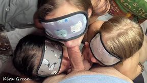 Aroused blindfolded bitches grant one lucky dude awesome POV fffm - HD - 12:49 video - featuring Kira Green - from MyLust