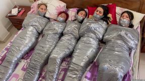 5 Mummified Girls Struggle All Wrapped up and Gagged! - HD - 21:41 video - from FapHouse