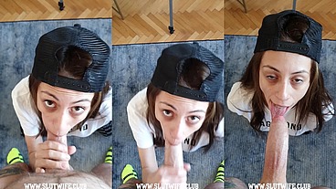 BTS - Candie Cross’s Pre-Production Snack: Quick Blowjob and Cum Swallow Behind the Scenes - HD - 4:17 video - from Sheer