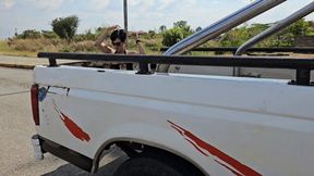 Milah Arches driving the uncle jesse truck on tight jeans and flip flops - SD - 7:18 video - from Clips4sale