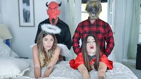 Stepdads Are Extra Pervy with Their Horror Themed Masks - Familycum - HD - 10:25 video - from XVideos