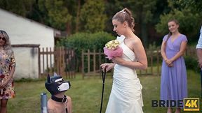 Perverted hot bride gets fucked by a masked sex slave on a leash during a wedding ceremony - HD - 7:57 video - from AnySex