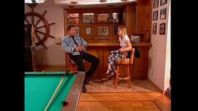 Young blonde slut puts her pussy under the hot tongue of a muscular stallion and gets fucked in the ass on the pool table - SD - 21:45 video - from XVideos