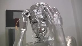 nude silver body painting - 21:26 video - from AbXXX