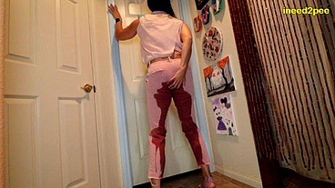 Jazmine Cruz desperate on both ends peeing pants - SD - 10:06 video - from Sheer