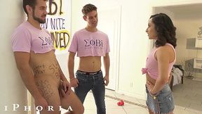Threesome with Bi Frat Bros and a Horny Babe - HD - 12:23 video - from AnySex